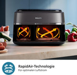 Philips Airfryer Dual Basket 3000 Serie, 9L, 2 manden, 2 borden tegelijk klaar, Rapidair technologie plus hete lucht Apparaten Naty Shop