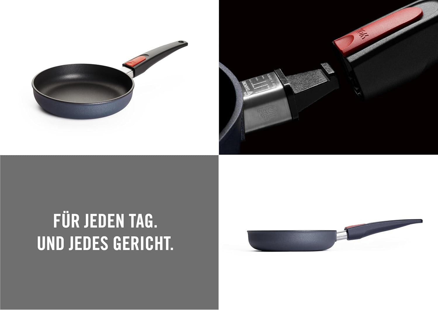 Woll Diamond Lite platte pan - Inductie -, Ø 20 Cm, 5 Cm hoogte, Met afneembare handgreep - Geschikt voor alle soorten kookplaten, Gegoten aluminium, Antiaanbaklaag Potten en pannen Naty Shop