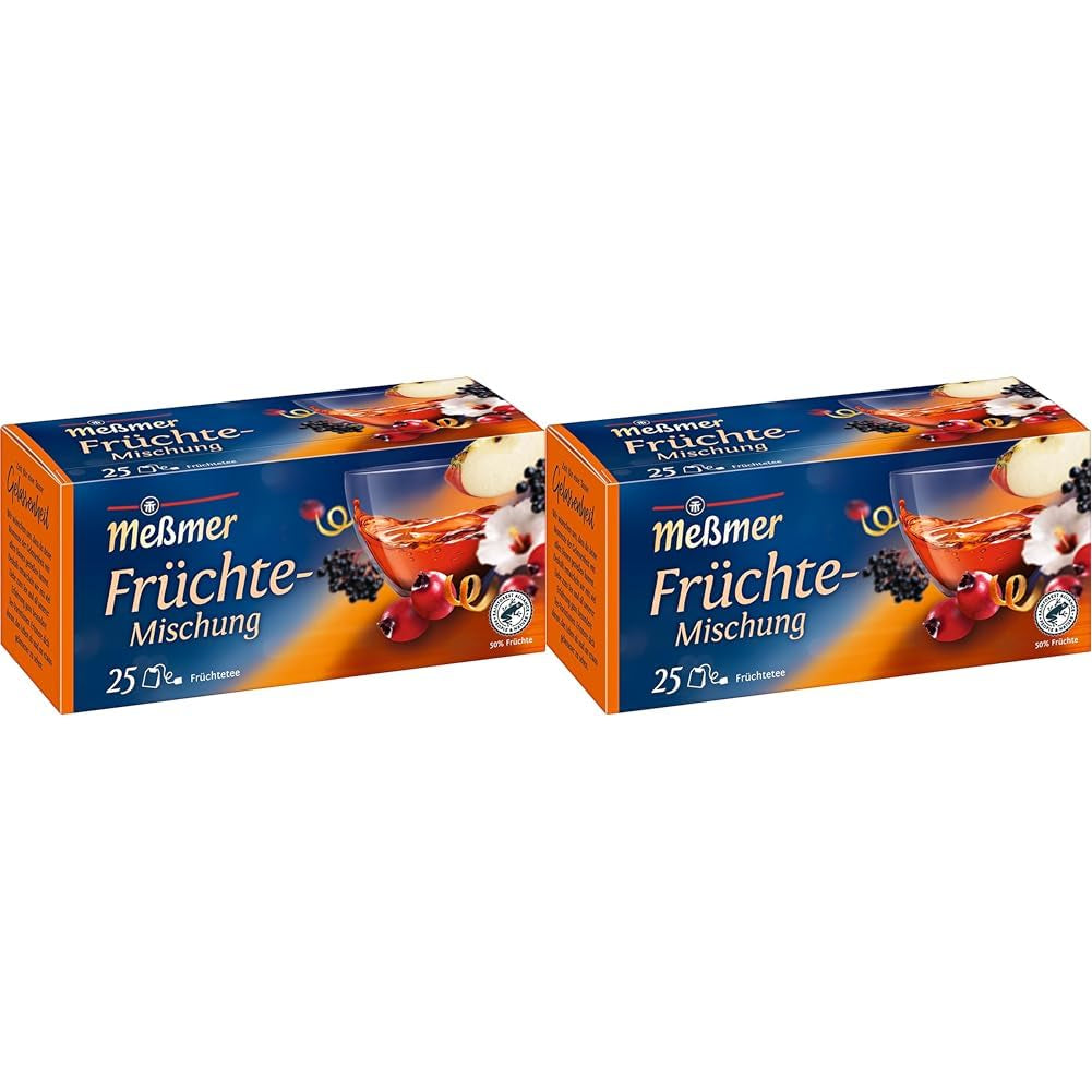 Meßmer fruitmix | 25 theezakjes | Veganistisch | Glutenvrij | Lactosevrij (pak van 2)