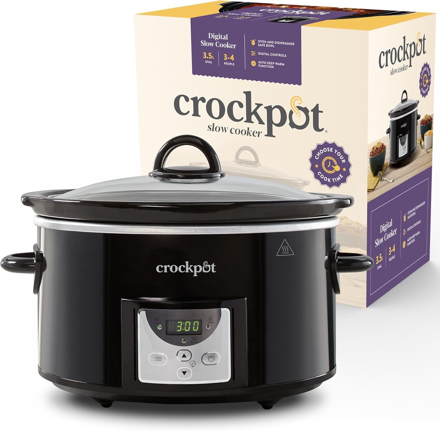 Slowcooker digitale Crockpot, 3,5 L (3 tot 4 personen), CSC113X Slowcooker Naty Shop Zwart 3,5 liter