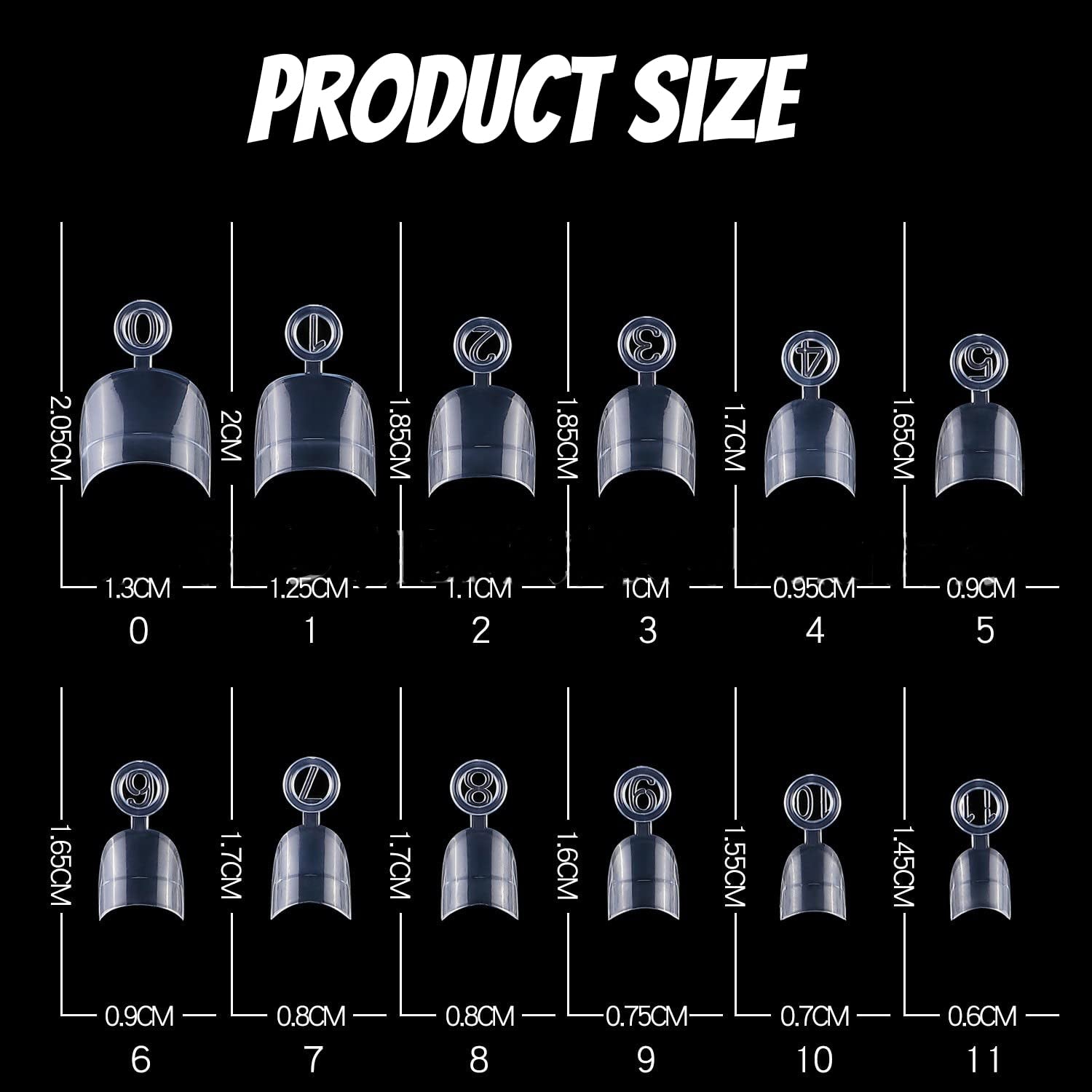 600 stuks ovale korte kunstnagels 12 maten halve dekking acryl valse nageltips kunstnagels voor manicure vrouwen salon doe-het-zelf (transparant)