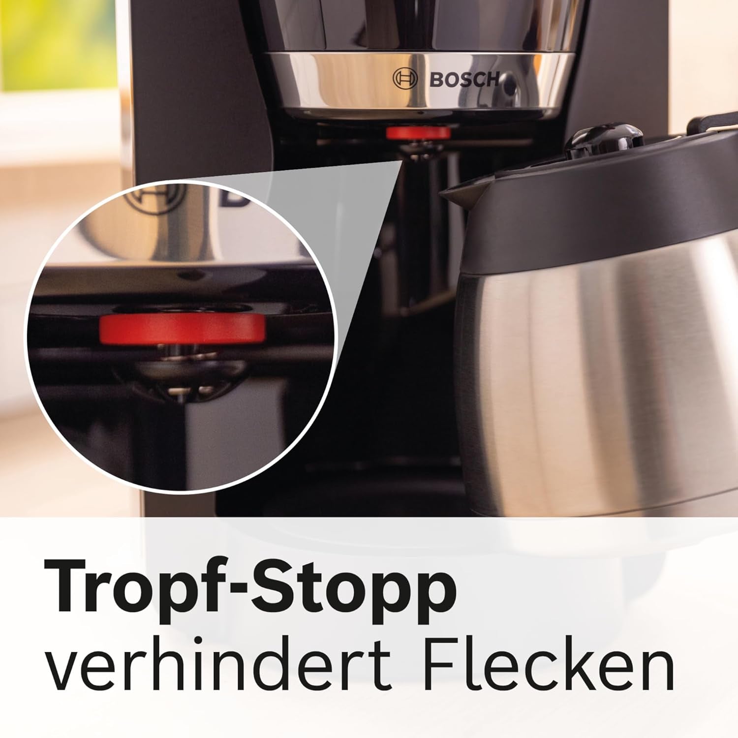 Bosch MyMoment TKA6M273 Filter-espressomachine, 1L thermische karaf, 8-12 kopjes, antidruppelsysteem, roterende filterhouder, ontkalkingsprogramma, verwijderbaar waterreservoir, 1200 Watt, matzwart