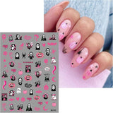 JMEOWIO Nagelsticker Halloween 9 Blatt Nail Art Sticker Selbstklebend Nagelaufkleber Decoratie Nageldesign Zubehör