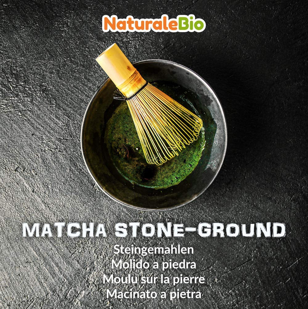 Naturalebio Ceremoniële Matcha Theepoeder Originele groene thee uit Japan. Matcha groene theepoeder van ceremoniële kwaliteit, gemaakt in Uji, Kyoto. Ideaal voor drinken, koken en lattes. Doos van 30 g.