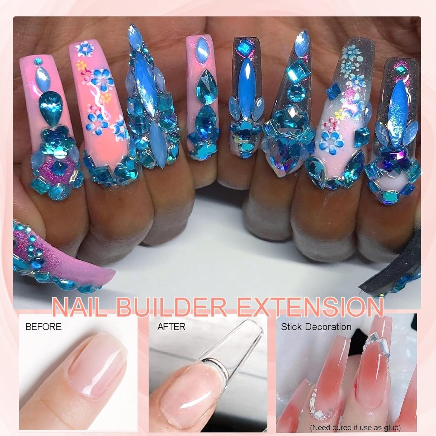 NAILGIL Solid Gel nagellak, Solid Gel nagellijm, 3D Nail Art Sculpture met gereedschapsset, DIY Home Salon, Transparant 15G