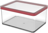 Rotho Loft set van 5 voorraadpotten met deksel, verschillende maten, BPA-vrij voedselplastic (PP), helder/rood, (21,4 x 21,4 x 23,5 cm) Naty Shop voedselbewaardozen 2,25 l breed