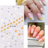 JMEOWIO 3D Nagelsticker Frühling Blumen 5 Blatt Nagelaufkleber 5D Stereoskopisch Selbstklebend Bunte Blüte Nail Art Sticker Decoratie Nageldesign Zubehör