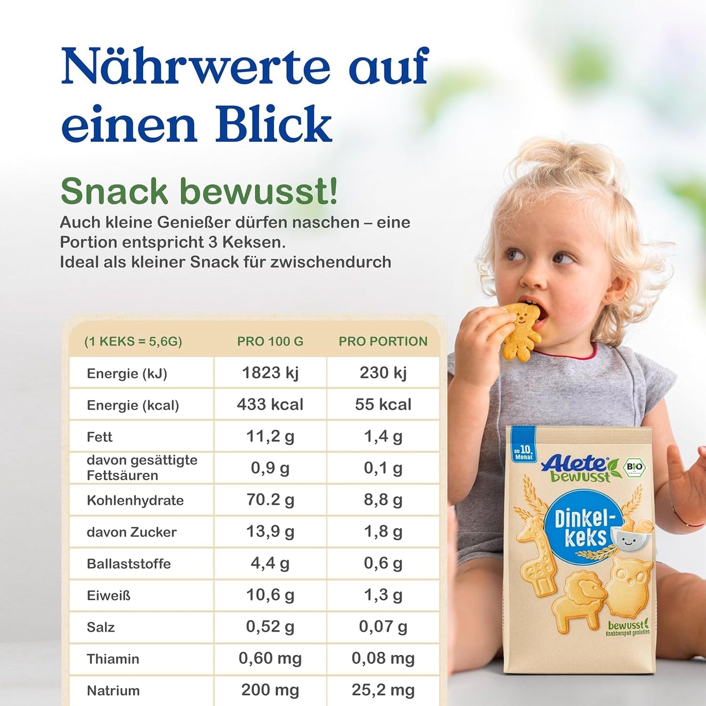Alete Biologische Krokante Koekjes met Alac (4 x 125g) - Krokante Alac Koekjes voor baby's, palmolievrij, vanaf 10 maanden