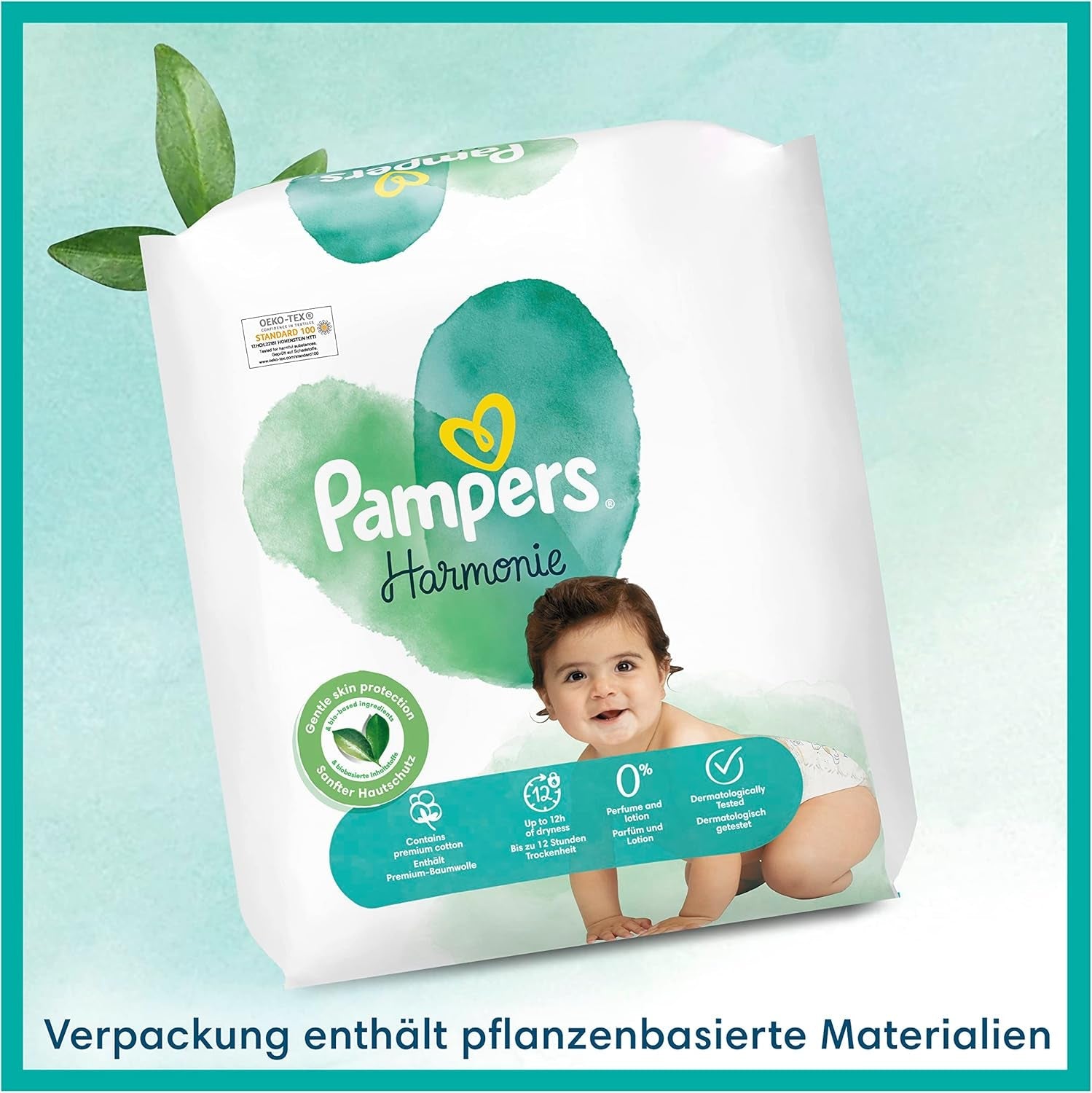 Pampers Babyluiers, maat 2 (4-8kg), Harmony, Half Moon Box, zachte huidbescherming en kruideningrediënten, 240 stuks