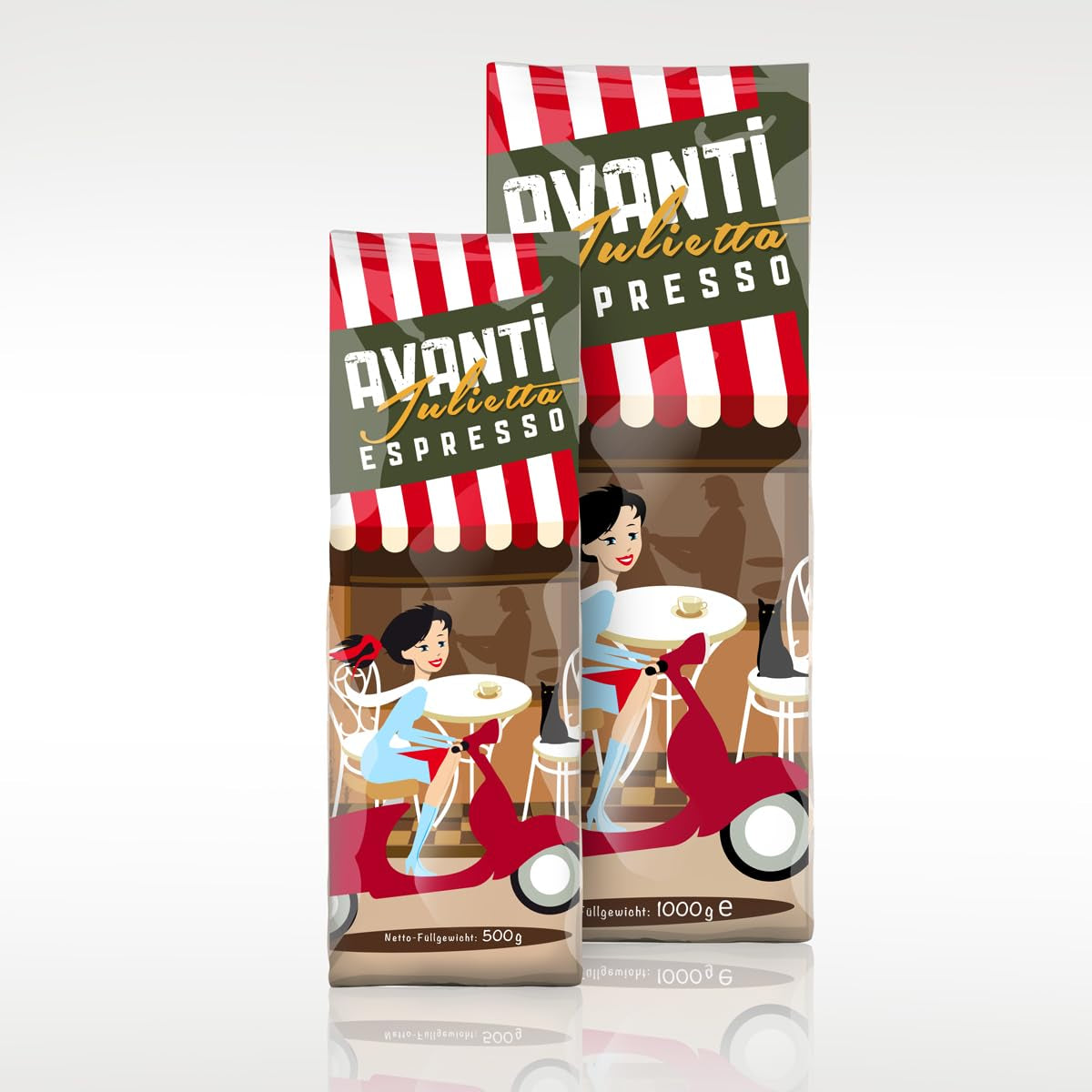 AVANTI Julietta Espresso koffiebonen, 500g, 70% Arabica 30% Robusta, traditionele trommelbranding