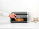 Brabantia broodtrommel - Compacte opbergdoos voor brood, bagels en broodjes met plat deksel, duurzaam staal - middelgroot - matzwart Voedselbewaardozen Naty Shop