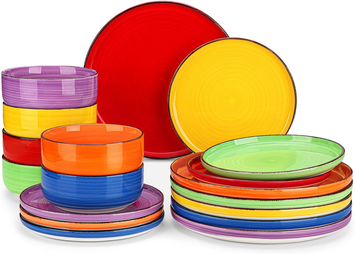 6-persoons serviesset Vancasso Bonita 18-delige steengoed servies kom en bordenset rond servies combinatie van 6 dinerborden saladeborden en schalen per stuk