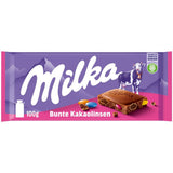 Milka chocolade met linzen gekleurd met cacao - Alpenmelkchocolade met knapperige linzen met chocolade - 100g