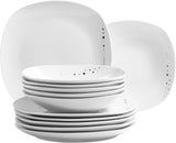 Mäser Fadilla-serie 42-delige combinatieserviesset 6-persoons porseleinen serviesset wit zwart grijs