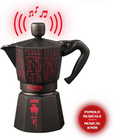 Bialetti Moka Express Stranger Things 6-kops koffiezetapparaat, muziekknop met USB-C oplaadfunctie, niet geschikt voor inductiekookplaten, 6 kopjes (270 ml), zwart
