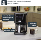 Tefal Smart'n Light espressomachine met timer, espressomachine met programmeerbaar filter 1,25 l, aromafunctie voor intens aroma, warmhoudfunctie, antidruppelen en gemakkelijk schoon te maken, zwart