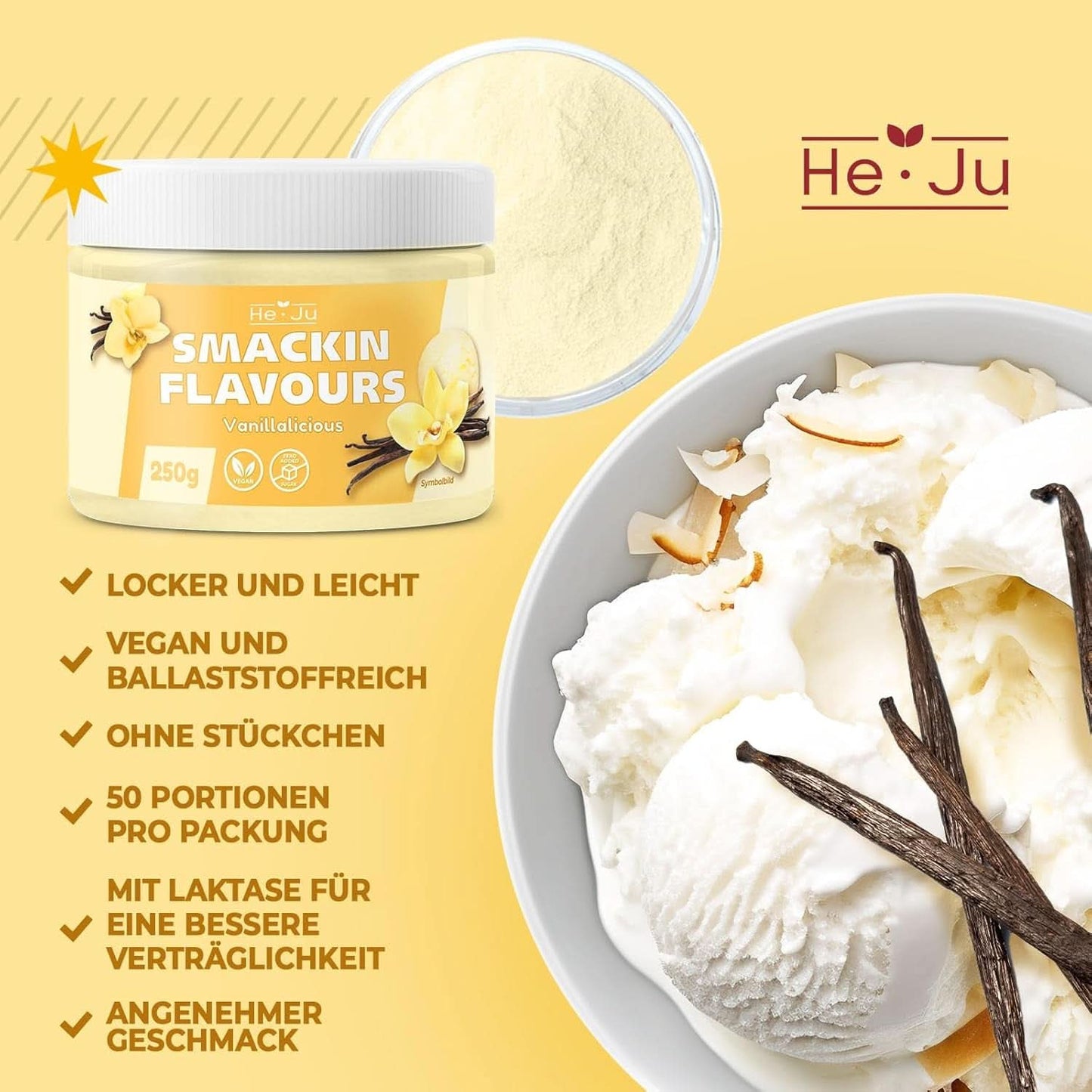 He-Ju, Poeder met vanillesmaak, 250 gram Aromas Naty Shop