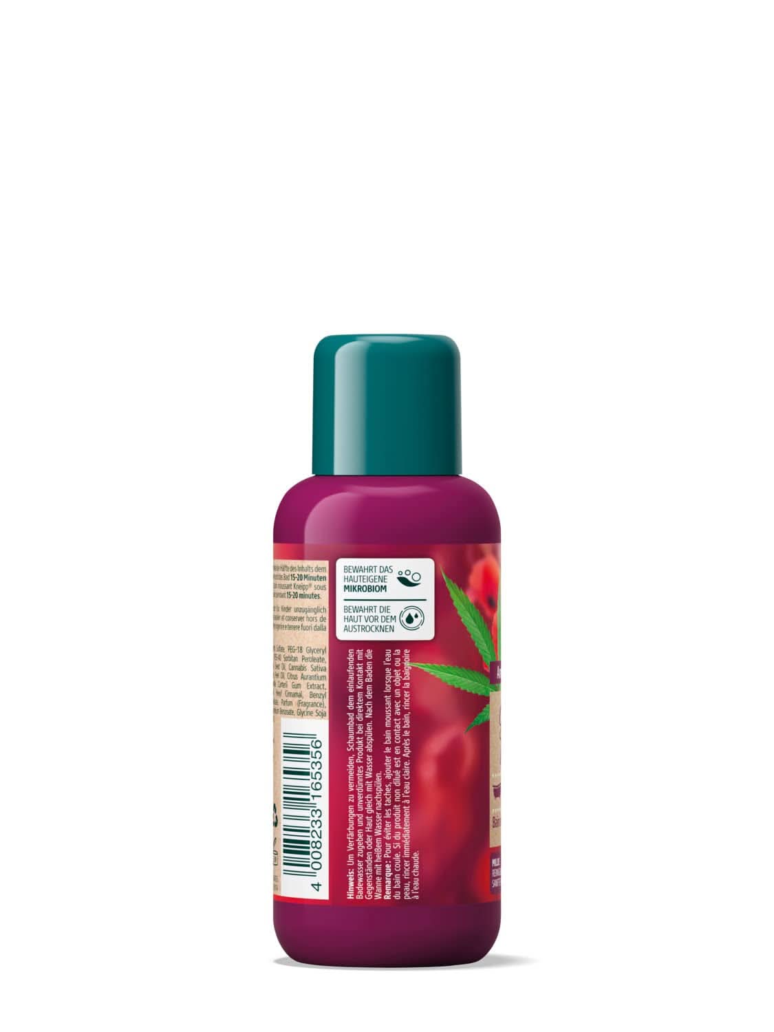 Kneipp Aroma, badadditief met natuurlijke oliën van rode papaver en hennep, voor een zacht en soepel huidgevoel, 100 ml Douche en bad Naty Shop