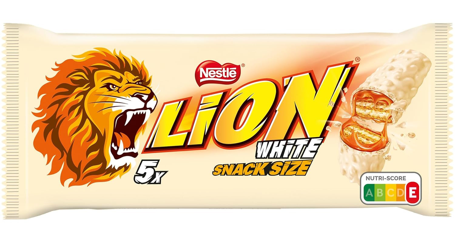 Nestlé LION Multipack, chocoladerepen met wit glazuur, heerlijke karamelvulling en knapperige wafel, bulk snoeppakket, 1 pak (5 x 30 g)