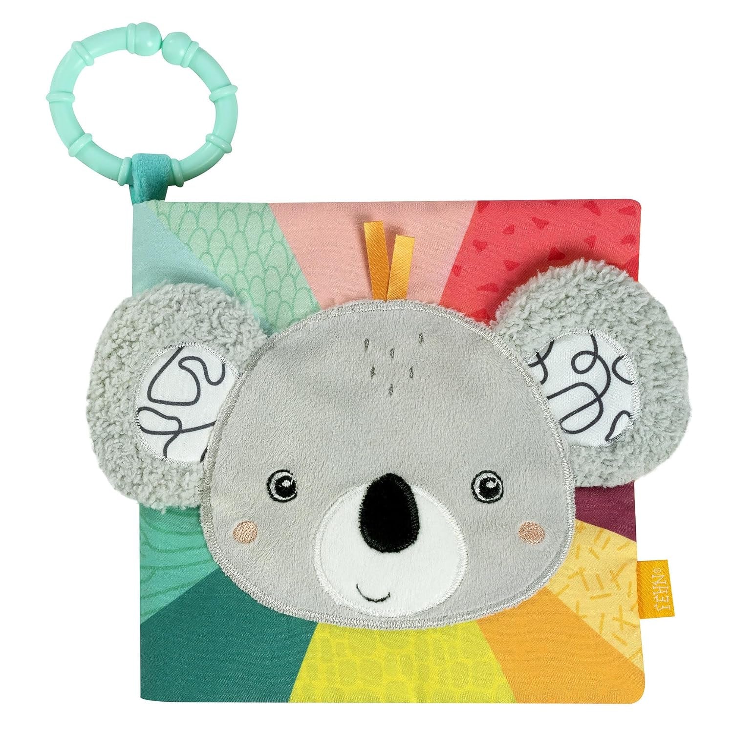 Fehn Zacht prentenboek Bruno - zacht boekje voor baby's van stof met dierenmotieven - speelgoedboek van stof om op te hangen voor kinderwagens en autostoelen - boek met vuurwerk voor baby's en kinderen vanaf 0+ maanden Babyspeelgoed Naty Shop Koala