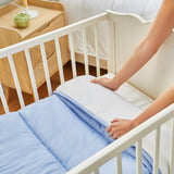 Pikolin Home - Omkeerbaar dekbed 300 G - Tweekleurige Scandinavische vulling - Voor kinderbedje 60 - Met veren gevuld, warm, ademend, blauw/wit, 100 X 120 cm Dekbedden en dekbedden Naty Shop