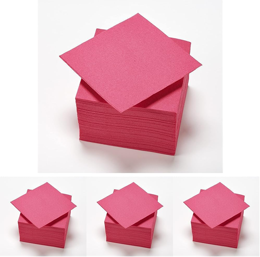 - Tex Touch papieren servetten - Roze kleur - Fsc®-gecertificeerde servetten - Recyclebaar en biologisch afbreekbaar - Pak van 50 roze servetten maat 24 X 24 Cm