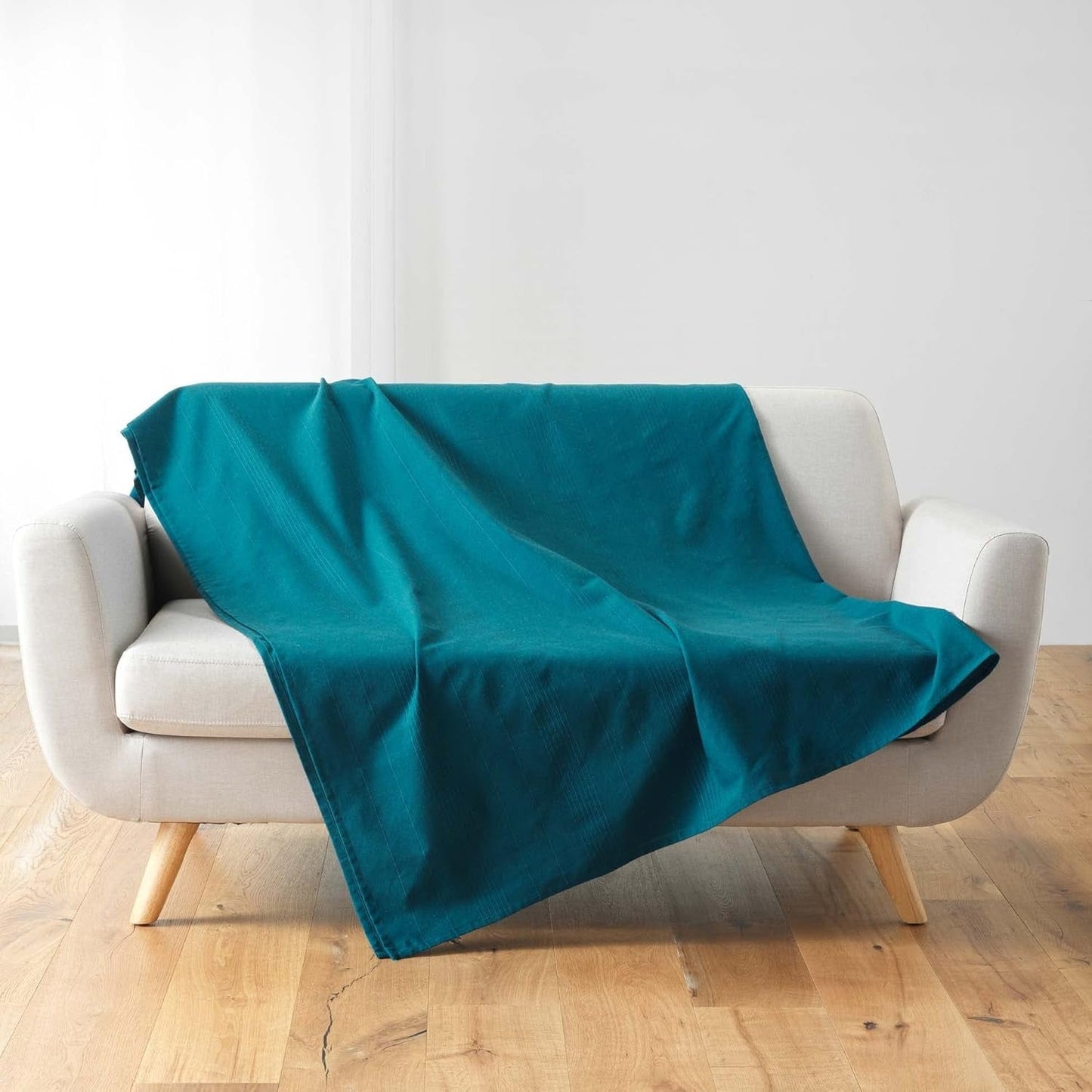 Douceur D'Intérieur, deken (220 x 240 cm) Lucile Curry, polykatoen, effen bedden en dekens Douceur d'Intérieur blauw 220 x 240 cm