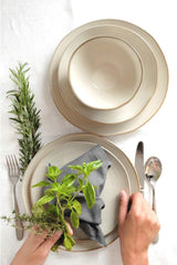 MÄSER 931512 Nottingham Vintage Series serviesset voor 4 personen, combinatieservies van 20 stuks met onregelmatige ronde vormen in retro-look, tegel, beige