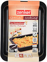 Zenker Ofenbackform (33 X 5 X 25 Cm) SPECIAL COOKING, Rechteckige Auflaufform Mit Enamelle-Versiegelung, Backform Mit Extra Hohem Rand (Farbe: Schwarz), Menge: 1 Stück Vormen en bakplaten Naty Shop