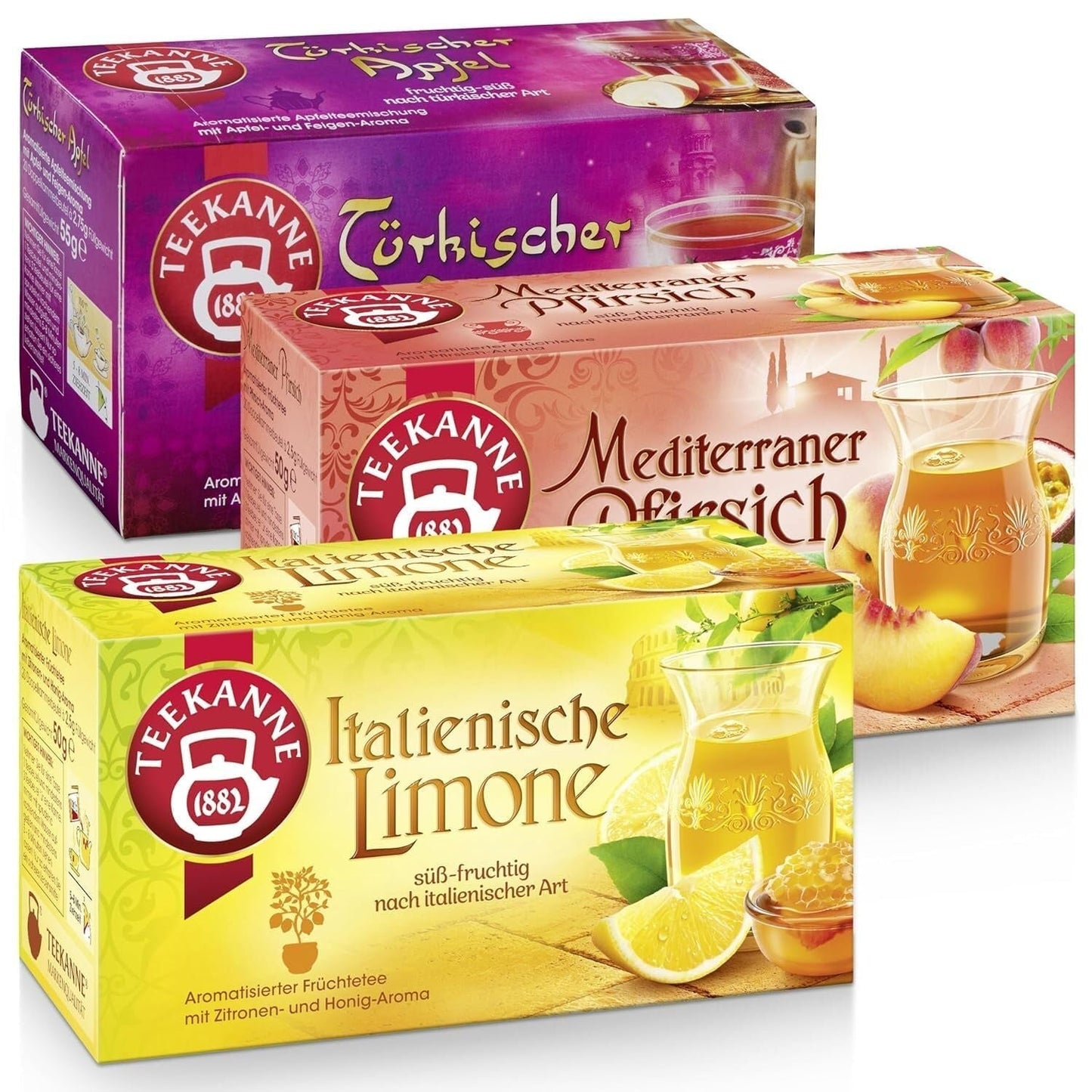 Teekanne Theeservies 3 Assortimenten, Italiaanse Citroen, Mediterrane Perzik en Turkse Appel, 155g