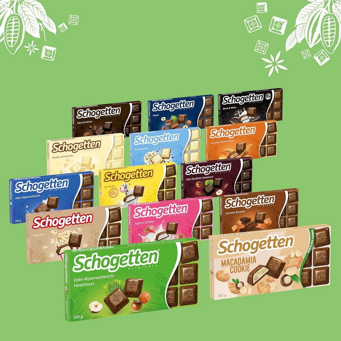 Schgetten Premium Alpenmelkchocolade met Hazelnoten, 100g chocoladereep, individueel geportioneerd. Een genot. Stuk voor stuk.