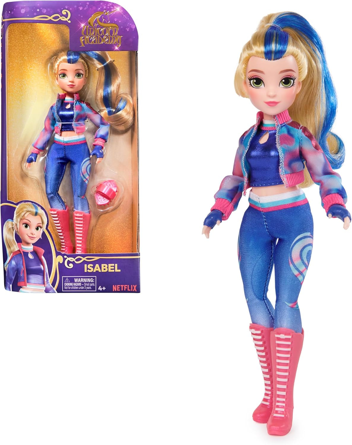 Unicorn Academy Deluxe Masked Ball Sophia - pop van 24 cm uit de populaire Netflix-serie met 2 outfits, klassiek aankleden en rollenspel, vanaf 4 jaar Naty Shop Dolls Isabel-pop aankleden