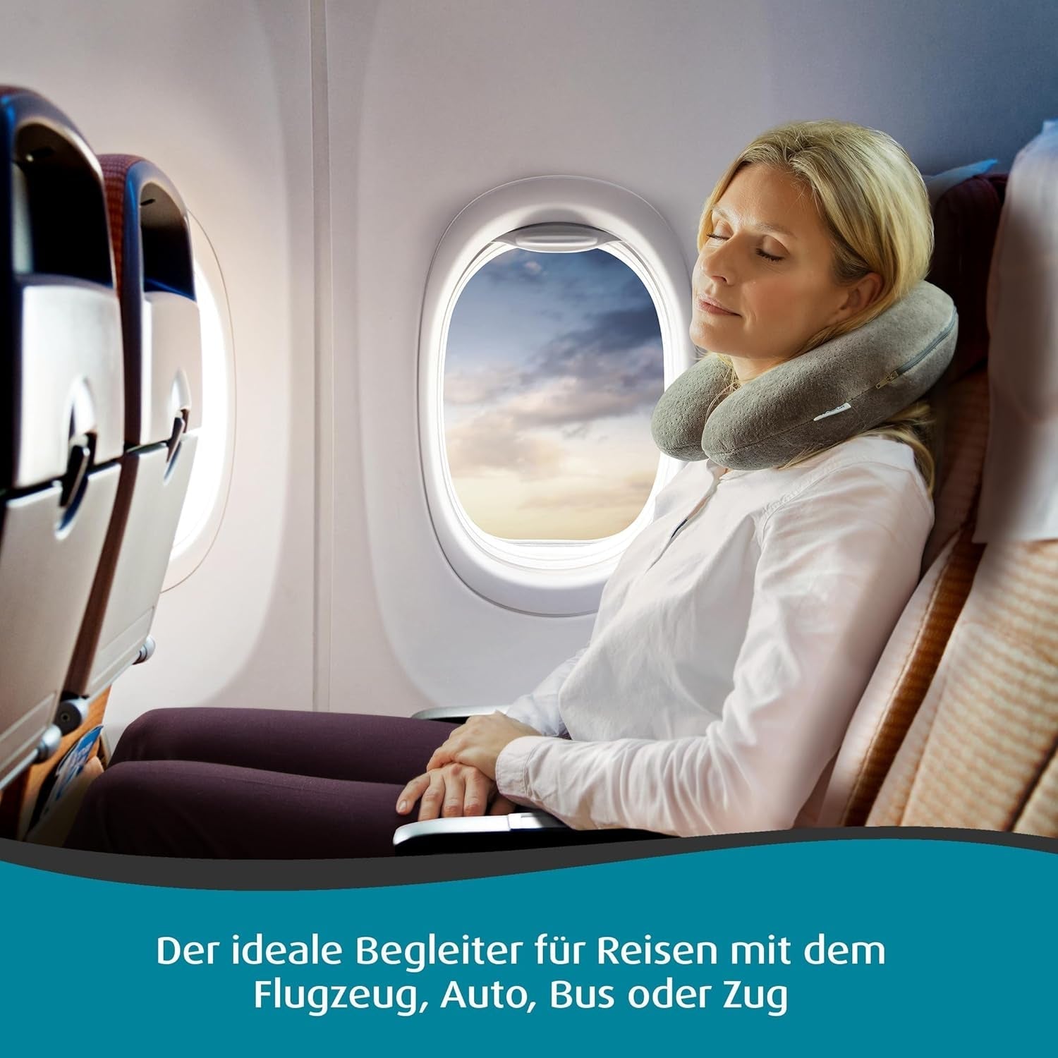 TEMPUR Transit Reiskussen Comfortabel visco-elastisch nekkussen Materiaal Ideaal voor reizen met bus, trein, auto of vliegtuig 30 x 28 x 8 cm