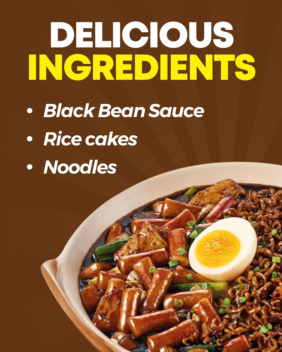NONGSHIM Rapokki (Jjajang, 400 ml) – authentiek Koreaans straatvoedsel, ramen en rijstwafels, zwarte bonen; snel en eenvoudig te bereiden, klaar in 4 minuten