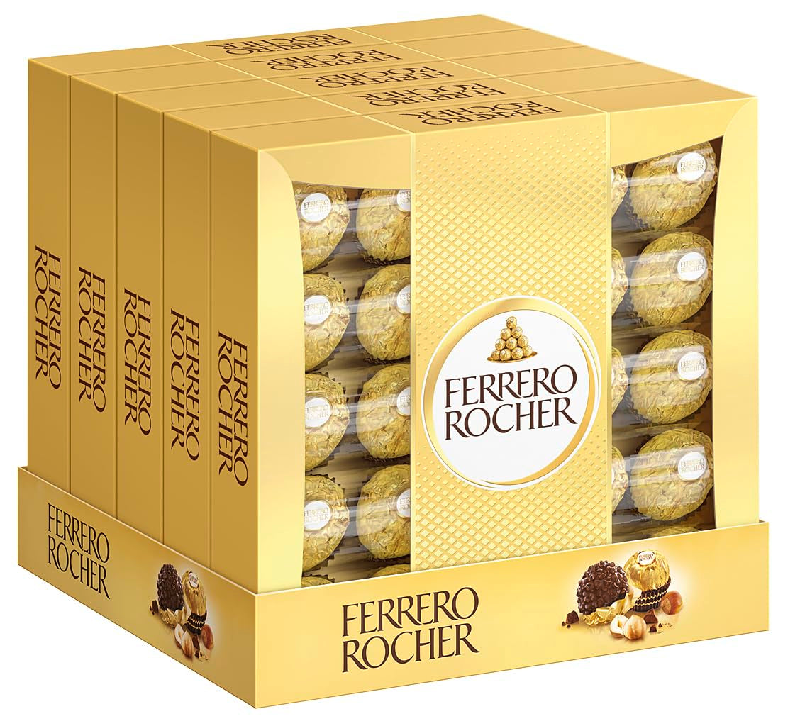 Ferrero Rocher - Krokante en romige hazelnootspecialiteitpralines - Valentijnsdagcadeau voor hem en haar - 16 pakjes van 4 individuele pralines