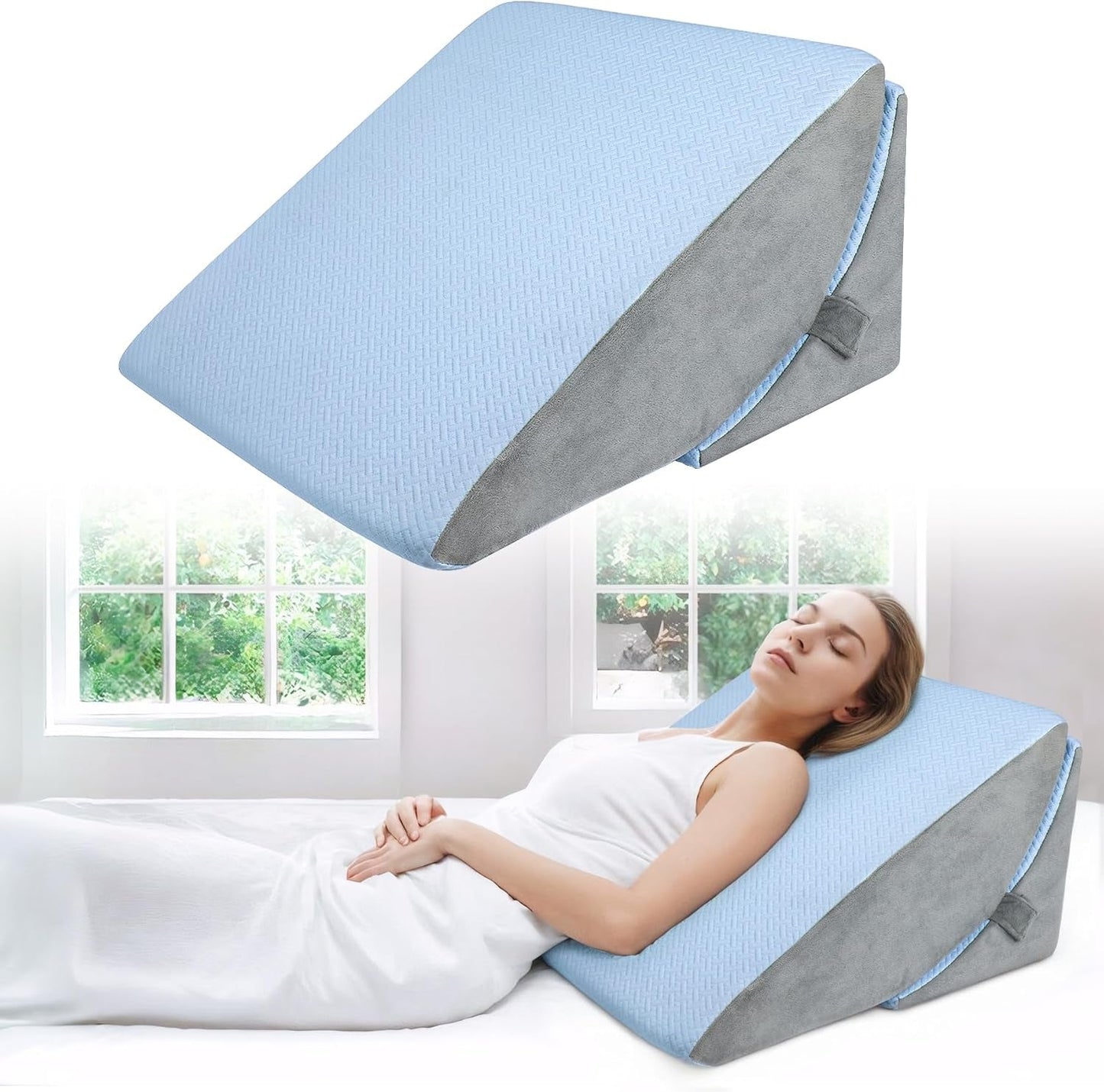 Verstelbaar verenkussen met hoge dichtheid, ergonomisch rugkussen voor bed en bank, anti-reflux leeskussen voor slapen, spelen, tv kijken (zwaar)