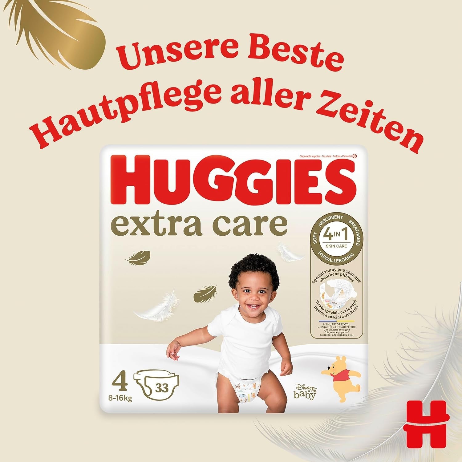 Huggies Extra Care Disney Babyluiers, maat 4, 120 luiers (2x60), maanddoos