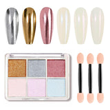 GZMAYUEN Chrom Pulver Für Nägel 6 Farbe Mirror Chrome Nagelpoeder Pigmentpoeder Nail Art