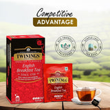 Twinings English Breakfast Black Tea 50g, 25 theezakjes, volle, ronde en sterke zwarte thee van de beste theeplantages in Sri Lanka en India. Zwarte thee, verpakking van 1 (1 x 50 g)