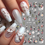 Pruimenbloem Nagelstickers, Wit Roze Bloem Nagelstickers, Bloemnagelstickers met Reliëf, Lente Zomer Bloemnagelstickers, Nagelontwerpen, Nagelaccessoires, Nagelkunst