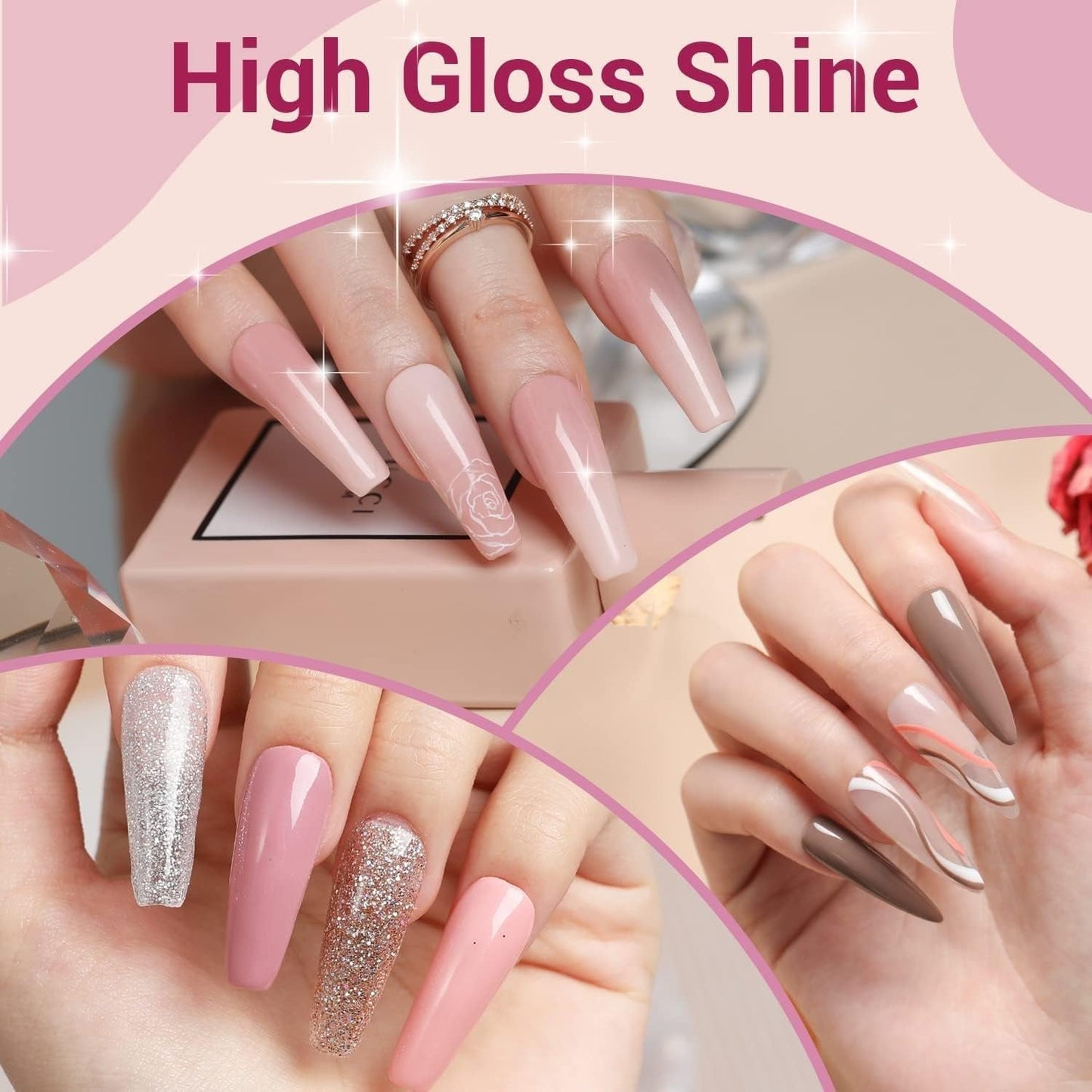 Modelones 35-delige gelnagellakset, UV-nagellakset met 48W-lamp, nude bruin wit roze gelnagellakset, UV-gelnagellakset met toplaag basis nagelstudioset
