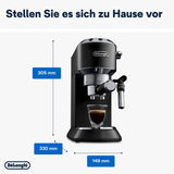 De'Longhi Dedica Style EC 685.B - Espressomachine met portafilter, espressomachine met professionele melkopschuimer, slechts 15 cm breed, voor gemalen koffie of ESE-capsules, 1 l watertank, zwart