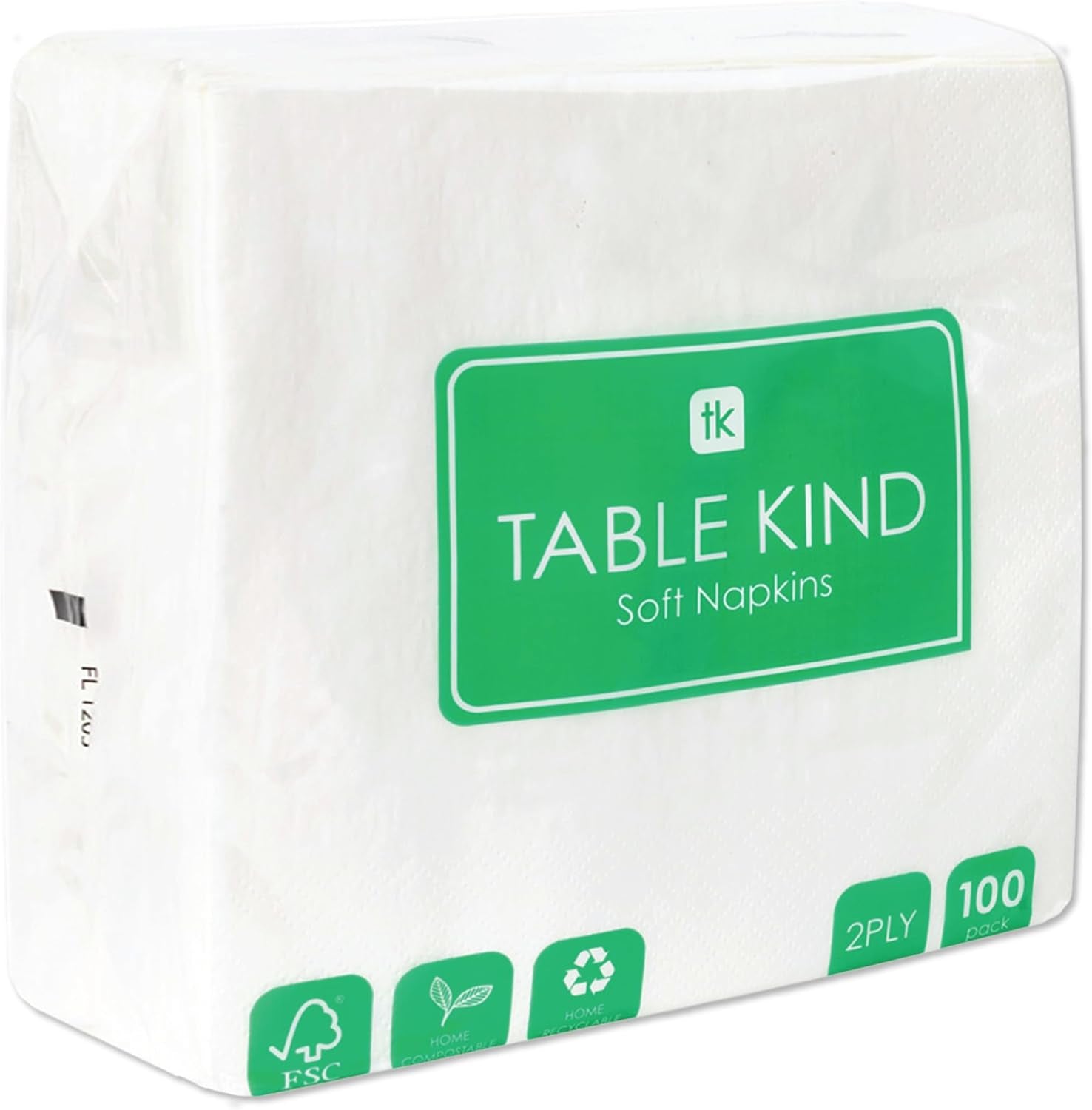 Table Kind 100 witte zachte servetten in bulk, hoogwaardige servetten voor feesten, catering en dagelijks gebruik, FSC, duurzaam en recyclebaar, gemaakt in de EU | 2-laags | 33 cm