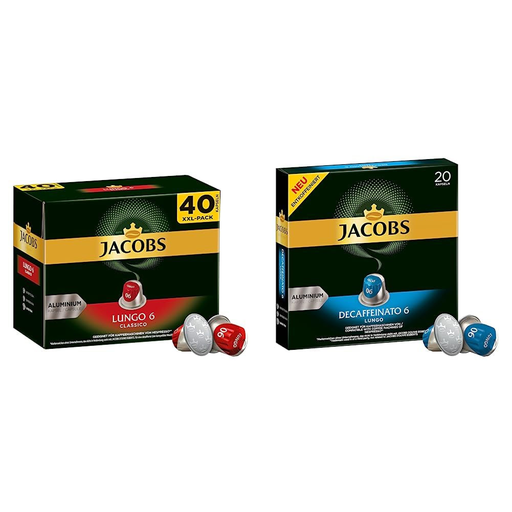 Kaffeekapseln Lungo Classico (nur für kurze Zeit) Megapack XXL & Kaffeekapseln Lungo Decaffeinato- Intensität 6-200 Nespresso compatibel Kapseln, 10er Pack, 10 x 20 Getränke