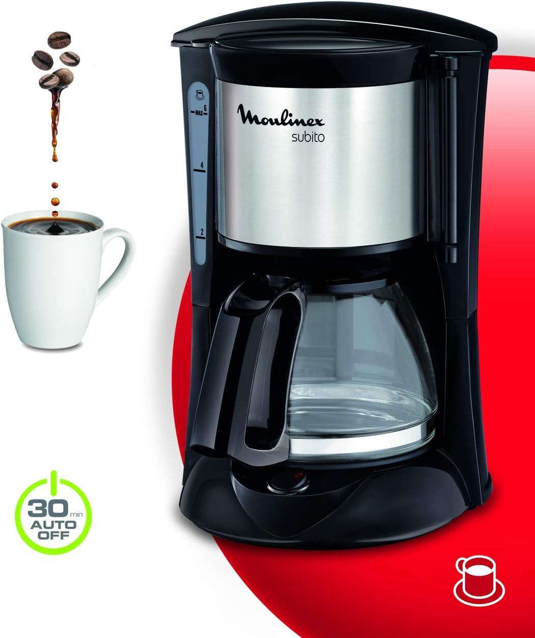 FG150813 Subito koffiezetapparaat, 6 kopjes, Zwart/RVS