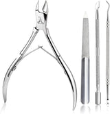 ARMIZ 4-delige nagelriemschuiver en tangenset, professionele nagelriemverwijderaarset, roestvrijstalen multifunctionele manicure-pedicuretang