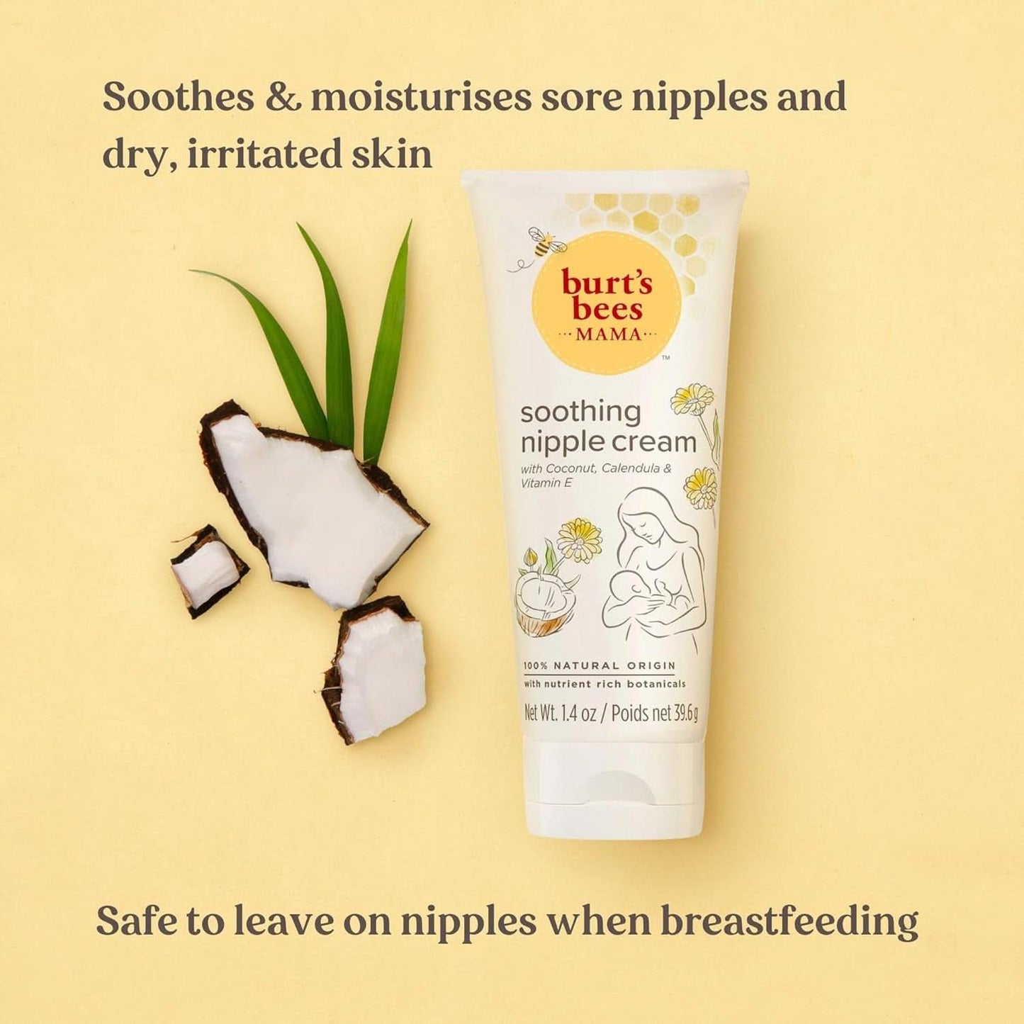 Burt'S Bees® Mama verzachtende tepelcrème met kokosnoot, calendula en vitamine E, 100% natuurlijk, 1,4 ounces Accessoires Voeding en borstvoeding Baby Naty Shop