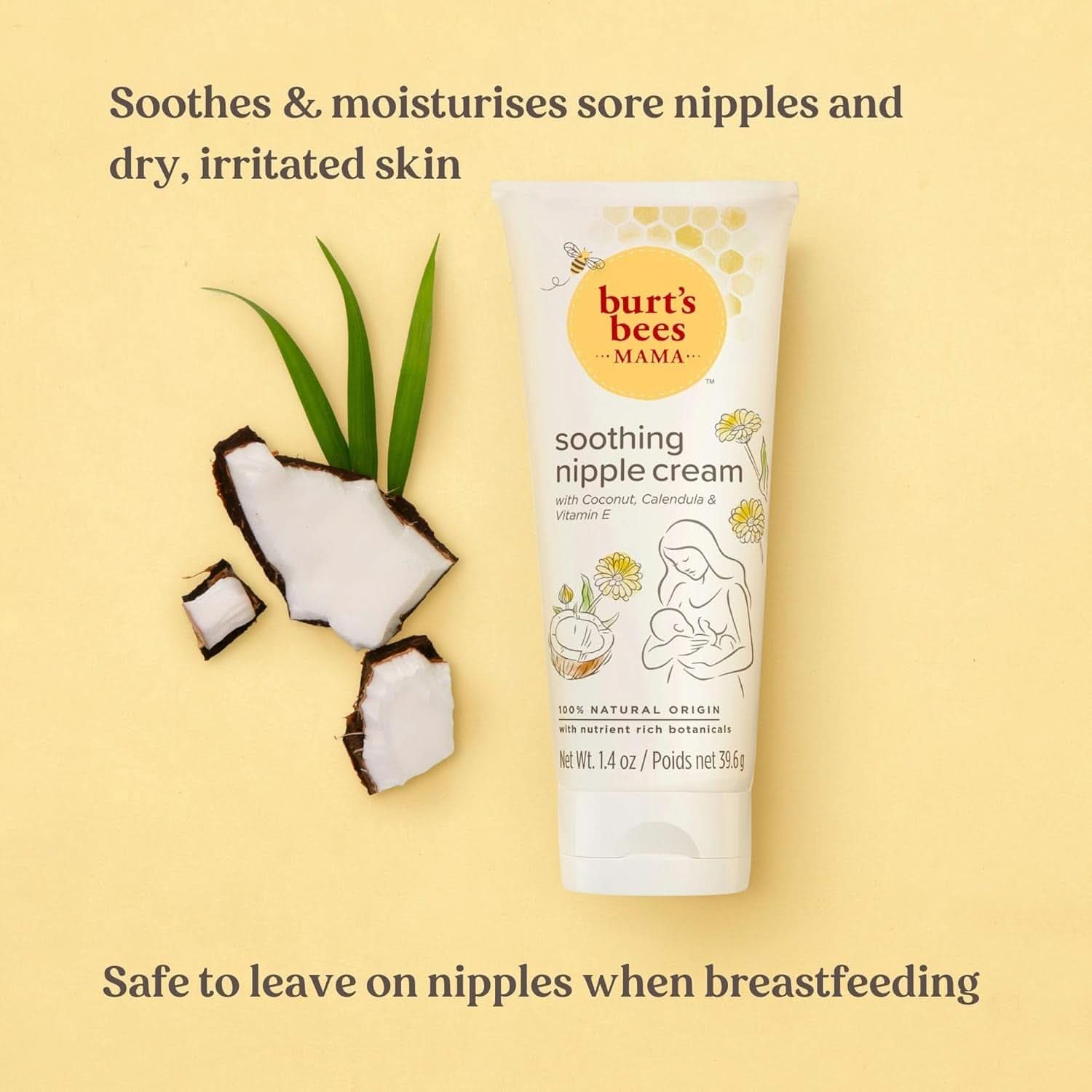 Burt'S Bees® Mama verzachtende tepelcrème met kokosnoot, calendula en vitamine E, 100% natuurlijk, 1,4 ounces Accessoires Voeding en borstvoeding Baby Naty Shop