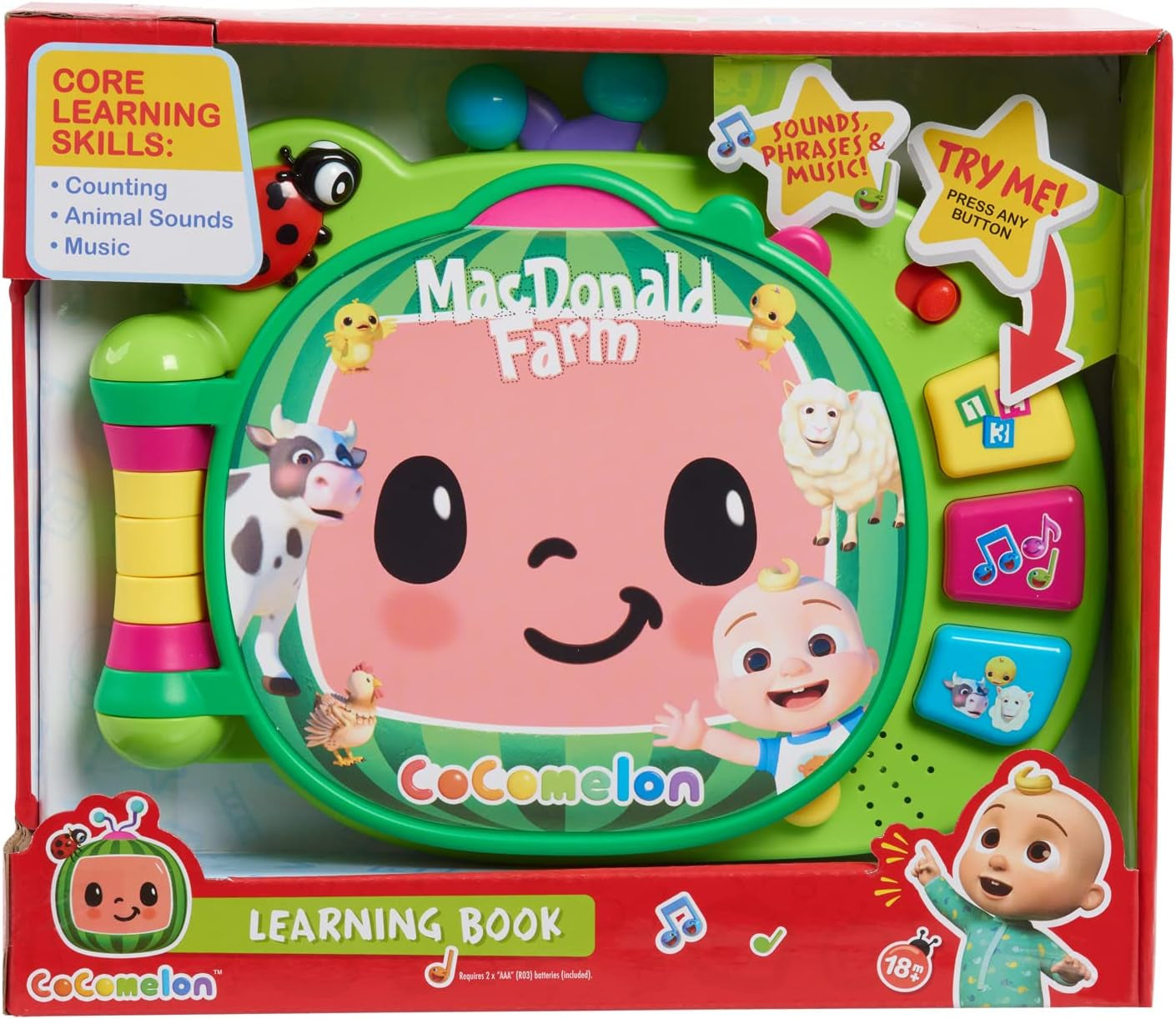 CoComelon, J.J leerboek, leerfuncties en elektronica, speelgoed voor kinderen vanaf 18 maanden, CCM10 (Franse versie) Bebe Toys Naty Shop