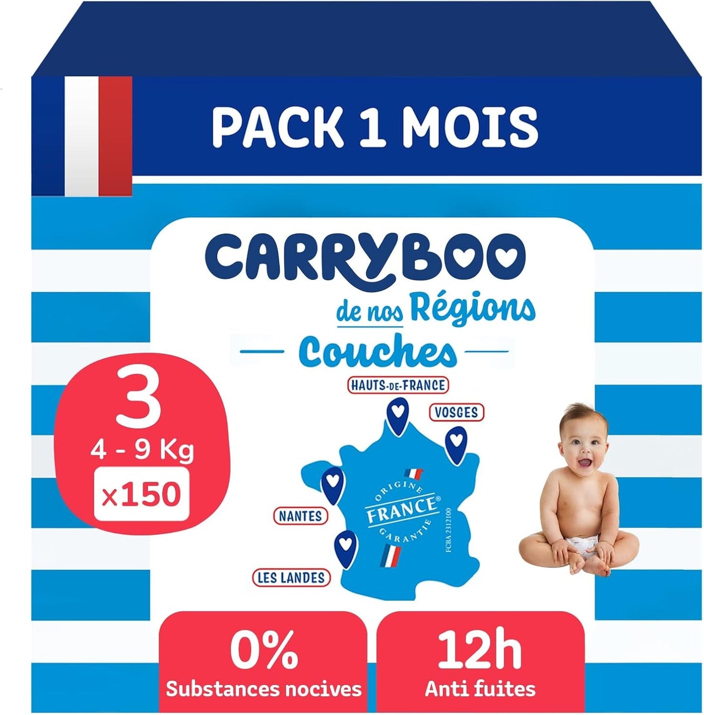 - Luiers, maat 3 (4-9 kg) - gezond en zeer absorberend - 12 uur lekvrij - geen ongewenste stoffen - gemaakt in Frankrijk - betaalbare prijs - 150 wegwerpluiers